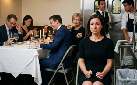 My mother smirked and pointed me to a foldout chair by the trash can at her birthday dinner. "This table's for family only." When the $4,600 bill came, I smiled and said three words: Not my table.
