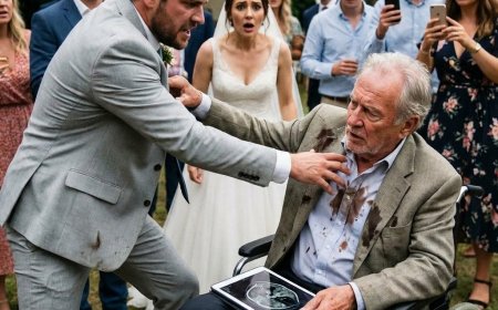 "He kicked my crutch out from under me, poured red wine down my face, and slapped me in front of 200 wedding guests at a Baltimore estate. Then he saw the silver logo on the surgical robot display behind the bar. His face went white. What did he just realize?"