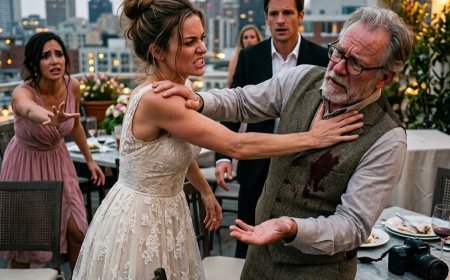 She slapped the 72-year-old photography assistant across the face on a Beverly Hills rooftop while 200 guests watched — then he reached into his pocket, removed his glasses, and dialed a single number. What six words did he say that made the entire wedding go silent?