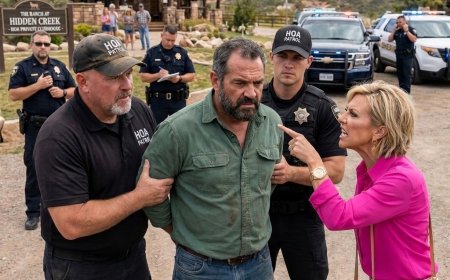 Three HOA strangers in fake uniforms grabbed my arm on my own ranch and ordered me to my knees — then the sheriff’s voice crackled through my shirt pocket and every face in that yard went pale.