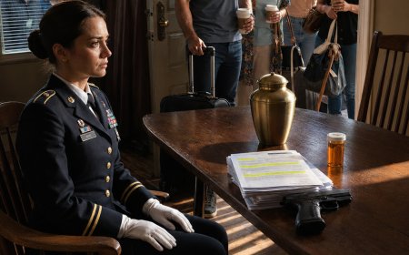 My husband left his dying stepfather in a freezing house and took my savings on a cruise. When he walked back through the door, I was sitting in full dress blues beside a brass urn.