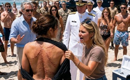 My sister ripped my shirt open on a luxury beach in La Jolla and laughed at the scars covering my back — then a black SUV rolled onto the sand and an Admiral stepped out