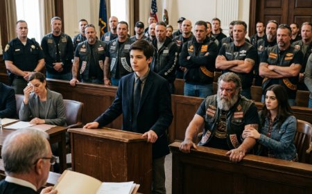 My father's club surrounded the courthouse while I watched from the gallery with a cane and a scar across my forehead. The judge opened a file and said one word that changed everything.