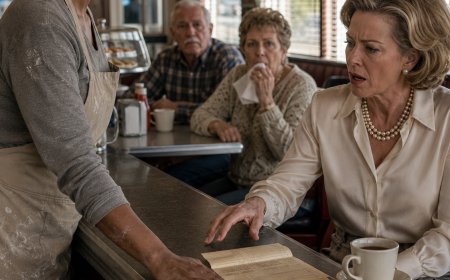 My grandmother was called a thief by the Grants for thirty years while she cleaned their floors. I placed her old payroll record on the diner counter, and the mayor’s wife’s voice finally broke.
