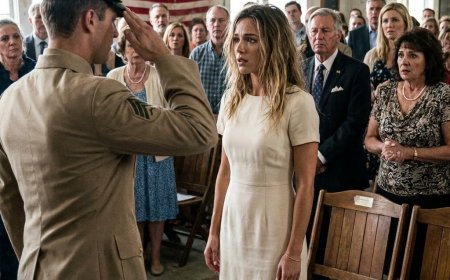 My stepmother told everyone in town I’d failed in the Navy. At my father’s veterans’ ceremony, a man in full dress whites ignored the stage and marched straight toward me. What he did next made the whole room go silent.