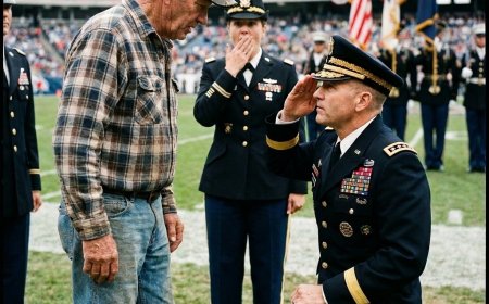 He pointed at my wrinkled flannel and called me an embarrassment to military families — then a three-star general walked off the stage and saluted me in front of thousands. What happened next changed everything.