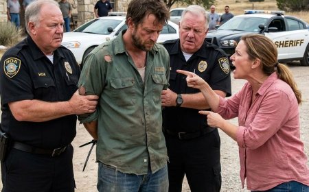 Three strangers in fake HOA uniforms grabbed my arm on my own ranch and ordered me to my knees — then the sheriff’s voice crackled through my shirt pocket and every face in that yard went pale.