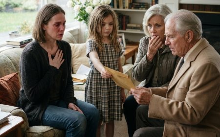My 8-year-old daughter walked into the living room holding a sealed manila envelope my parents didn't expect to see. They had come for money four days after her father's funeral. They left with their hands shaking and their mouths open.