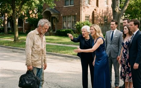 My son-in-law’s mother pointed at my grease-stained shirt in front of 20 guests and said, “You can’t sit with human beings.” She didn’t know the woman I’d stopped to help on the highway was the one person who could destroy her family’s entire future. What happened next still gives me chills.