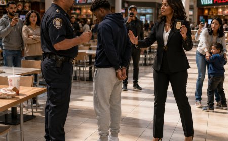 My son was in handcuffs in the mall food court while strangers filmed him like a criminal. I walked up to the officer and opened my FBI badge without a word.