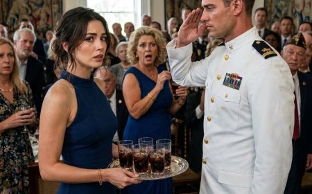 My stepmother told the whole town I’d washed out of the Navy. She even made me carry drinks at my father’s veterans ceremony. But when a Navy Commander in dress whites ignored the stage and locked eyes with me from across the hall, every whisper stopped cold. What he did next left the room in stunned silence.