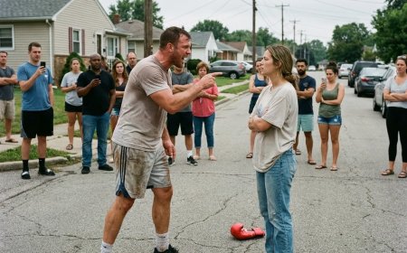 He threw red MMA gloves at my feet and challenged me to fight in front of the whole neighborhood. I’m a 42-year-old single mother — what happened next left everyone speechless.